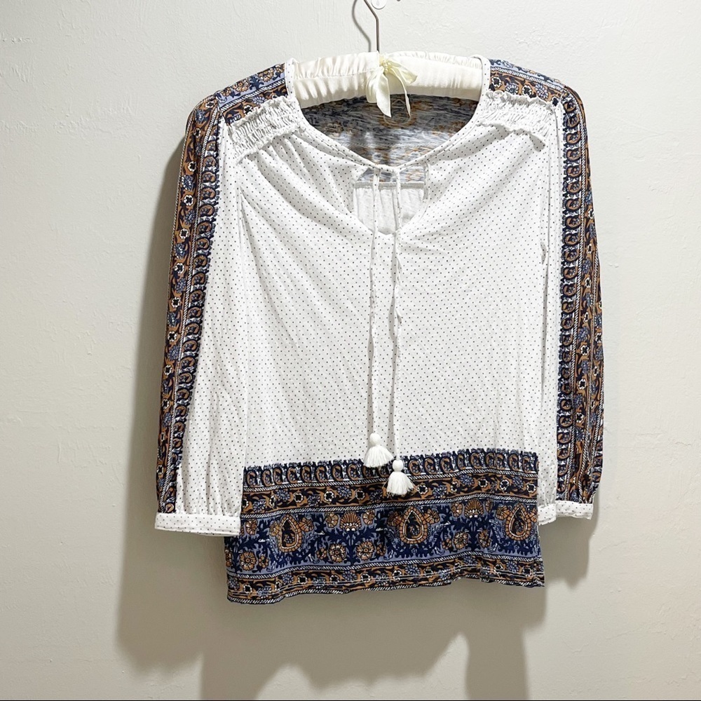 🍀LUCKY BRAND Women’s Printed Peasant Top Tunic